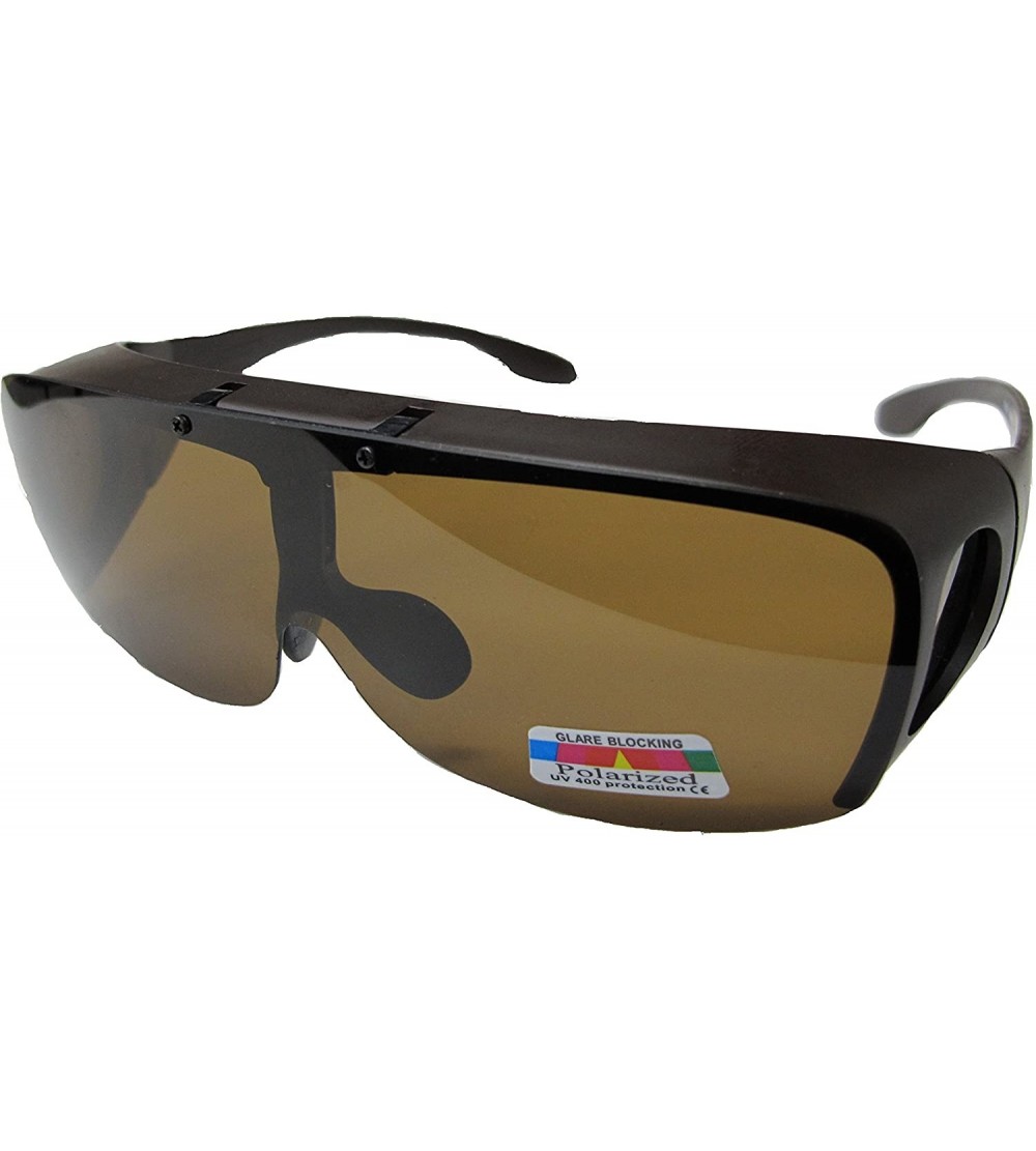 Square FIT-OVER polarized Flip-up sun-glass 700 - Brown - CE18EM0AD3R $19.11