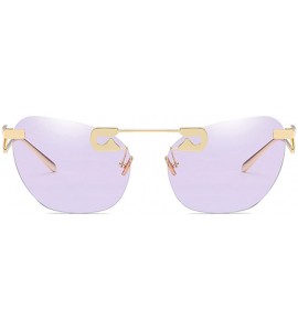 Oval Male Female Fashion Metal Sunglasses Retro Frameless Z-shaped leg - Purple - CZ18EX7G82T $21.63