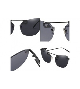 Oval Male Female Fashion Metal Sunglasses Retro Frameless Z-shaped leg - Purple - CZ18EX7G82T $21.63