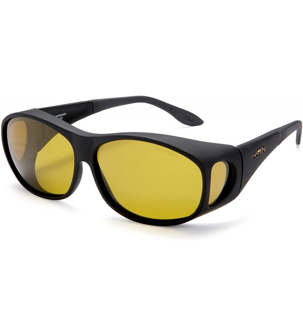 Sport Women's Haven-meridian Rectangular Fits Over Sunglasses - Rubberized Black Frame/Yellow Lens - CG11418SUWT $18.55