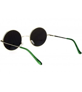 Wayfarer Reflective Color Mirrored Hippie Groove Round Circle Lens Retro Sunglasses - Gold Teal - C817XXHUDC0 $22.19