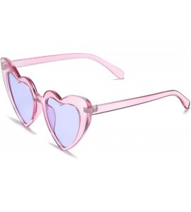 Goggle Heart Shaped Sunglasses Clout Goggle Vintage Cat Eye Mod Style Retro Glasses Kurt Cobain - Clear Purple/Purple - C8195...