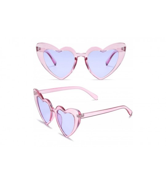 Goggle Heart Shaped Sunglasses Clout Goggle Vintage Cat Eye Mod Style Retro Glasses Kurt Cobain - Clear Purple/Purple - C8195...