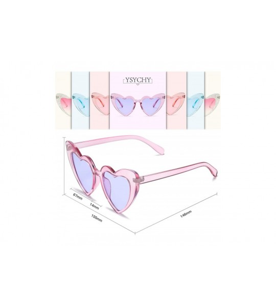 Goggle Heart Shaped Sunglasses Clout Goggle Vintage Cat Eye Mod Style Retro Glasses Kurt Cobain - Clear Purple/Purple - C8195...