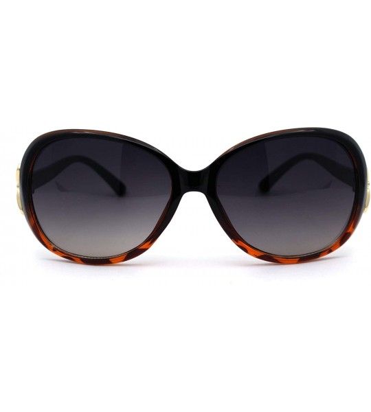 Oversized Classic Oversize Round Butterfly Designer Fashion Plastic Sunglasses - Black Tortoise Smoke - CP194KRZ7G5 $18.29