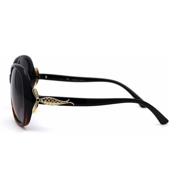 Oversized Classic Oversize Round Butterfly Designer Fashion Plastic Sunglasses - Black Tortoise Smoke - CP194KRZ7G5 $18.29