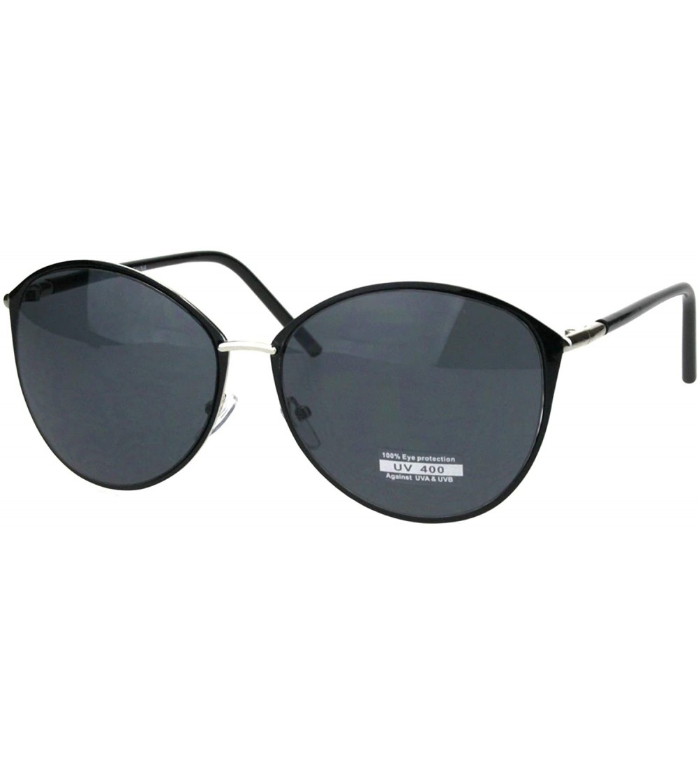 Round Womens Fashion Sunglasses Chic Stylish Round Frame UV 400 - Black Silver (Black) - CD18L4NXZC3 $20.02