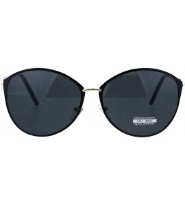 Round Womens Fashion Sunglasses Chic Stylish Round Frame UV 400 - Black Silver (Black) - CD18L4NXZC3 $20.02