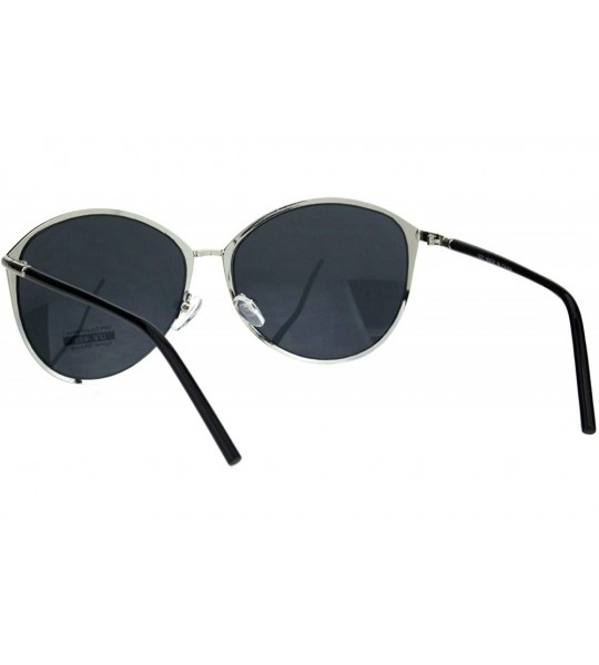 Round Womens Fashion Sunglasses Chic Stylish Round Frame UV 400 - Black Silver (Black) - CD18L4NXZC3 $20.02