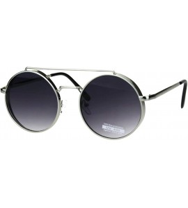 Round Round Circle Frame Sunglasses Womens Retro Fashion Shades UV 400 - Silver (Smoke) - CZ18N8CI3MT $20.03