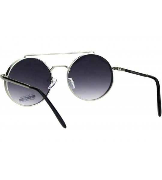 Round Round Circle Frame Sunglasses Womens Retro Fashion Shades UV 400 - Silver (Smoke) - CZ18N8CI3MT $20.03