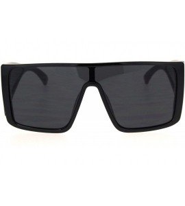 Shield Mobster Oversize Side Visor Lens Shield Flat Top Plastic Sunglasses - Black - C018Q0XHLL9 $18.16