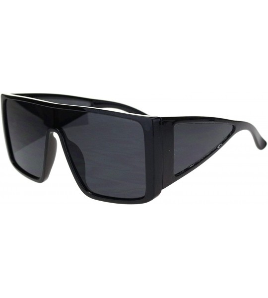 Shield Mobster Oversize Side Visor Lens Shield Flat Top Plastic Sunglasses - Black - C018Q0XHLL9 $18.16