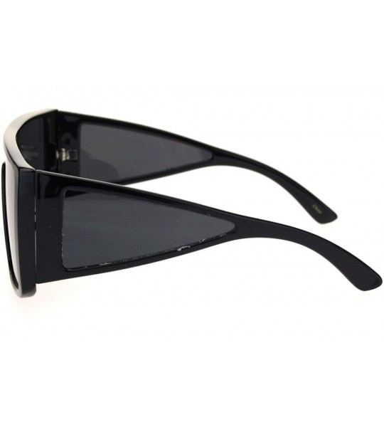 Shield Mobster Oversize Side Visor Lens Shield Flat Top Plastic Sunglasses - Black - C018Q0XHLL9 $18.16