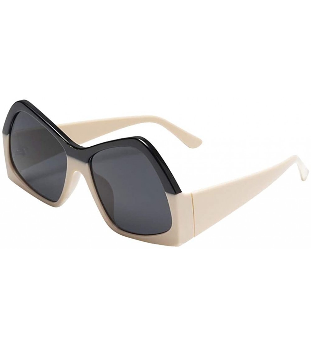 Oversized Sunglasses for Women Cat Eye Vintage Sunglasses Retro Oversized Glasses Eyewear Goggles - Beige - CR18QTG28ZO $15.02