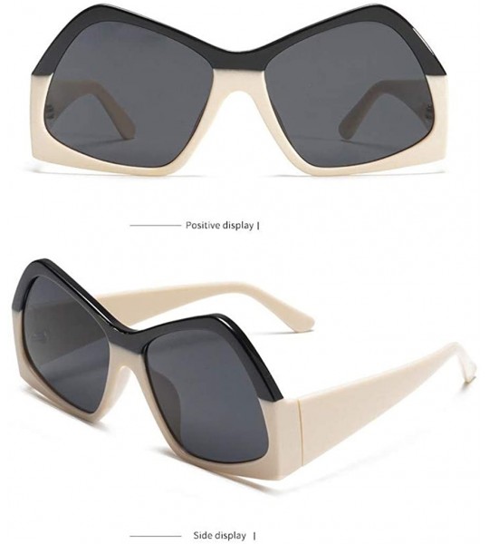 Oversized Sunglasses for Women Cat Eye Vintage Sunglasses Retro Oversized Glasses Eyewear Goggles - Beige - CR18QTG28ZO $15.02