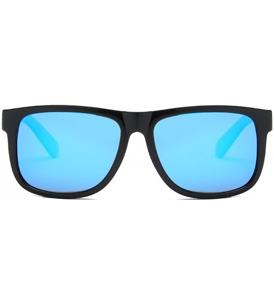 Wayfarer Polarized Sunglasses For Men or Women Square Shape Retro Sun Glasses K0585 - Glossy Black&blue - CR1800CAU7M $17.65