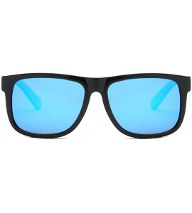 Wayfarer Polarized Sunglasses For Men or Women Square Shape Retro Sun Glasses K0585 - Glossy Black&blue - CR1800CAU7M $17.65