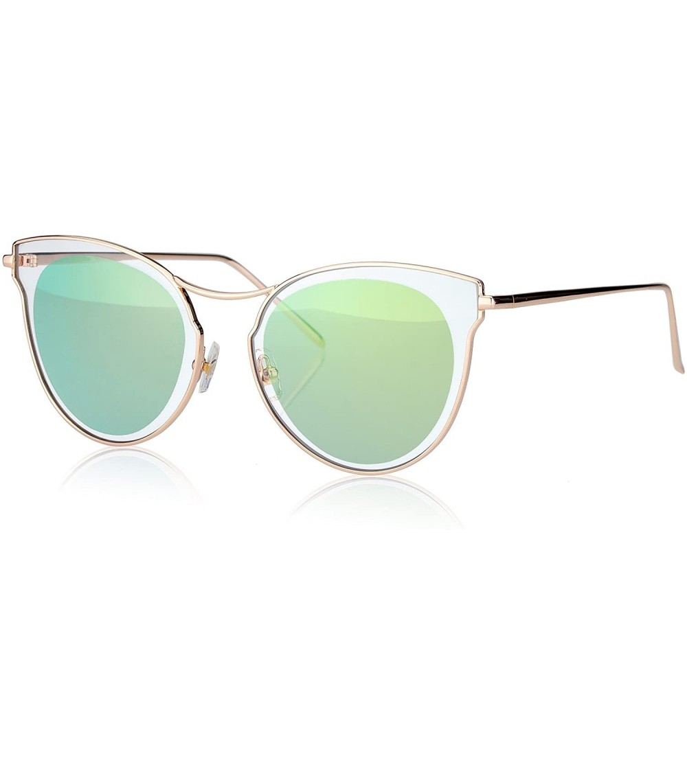 Sport Linno Women's Cat Eye Sunglasses Metal Frame Plastics Lens Sunglasses - Light Green - CB18L8I6GG5 $22.54