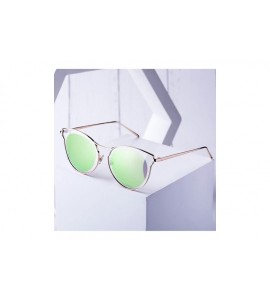 Sport Linno Women's Cat Eye Sunglasses Metal Frame Plastics Lens Sunglasses - Light Green - CB18L8I6GG5 $22.54