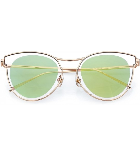 Sport Linno Women's Cat Eye Sunglasses Metal Frame Plastics Lens Sunglasses - Light Green - CB18L8I6GG5 $22.54