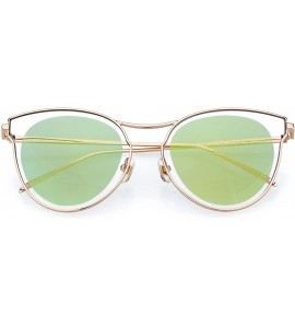 Sport Linno Women's Cat Eye Sunglasses Metal Frame Plastics Lens Sunglasses - Light Green - CB18L8I6GG5 $22.54