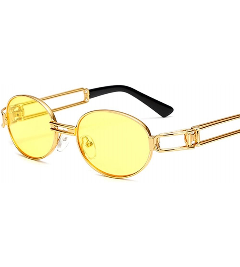 Oval Vintage Oval Sun Glasses Men Metal Frame Sunglasses Women Accessories Summer - Yellow - CC18E4Q3LGZ $18.77