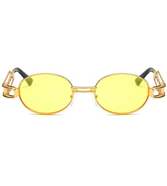 Oval Vintage Oval Sun Glasses Men Metal Frame Sunglasses Women Accessories Summer - Yellow - CC18E4Q3LGZ $18.77