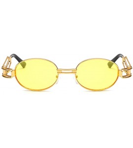 Oval Vintage Oval Sun Glasses Men Metal Frame Sunglasses Women Accessories Summer - Yellow - CC18E4Q3LGZ $18.77