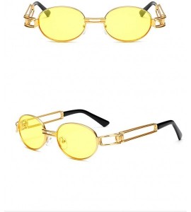 Oval Vintage Oval Sun Glasses Men Metal Frame Sunglasses Women Accessories Summer - Yellow - CC18E4Q3LGZ $18.77