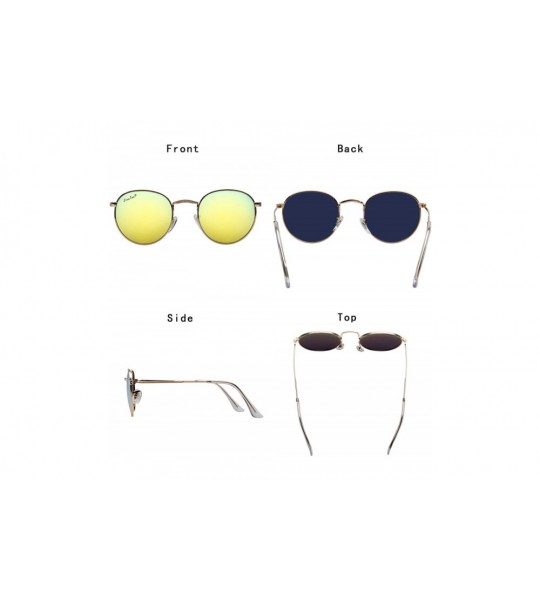 Round Polarized Round Metal Sunglasses for Women Men PC Lens 3447 - Yellow - C418CQTIKR0 $40.88