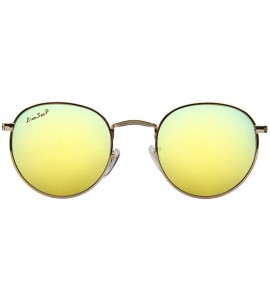 Round Polarized Round Metal Sunglasses for Women Men PC Lens 3447 - Yellow - C418CQTIKR0 $40.88