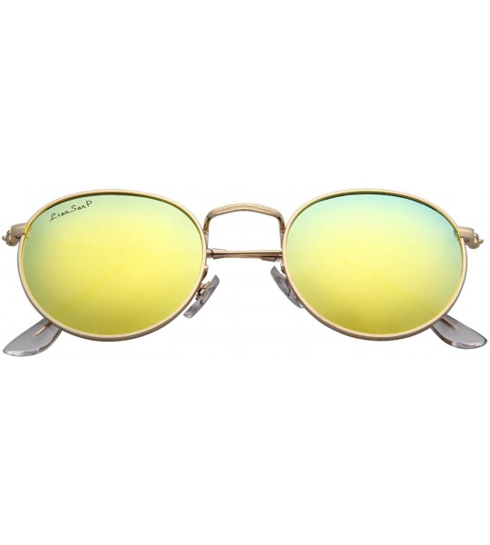 Round Polarized Round Metal Sunglasses for Women Men PC Lens 3447 - Yellow - C418CQTIKR0 $40.88