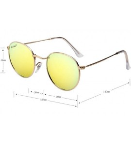 Round Polarized Round Metal Sunglasses for Women Men PC Lens 3447 - Yellow - C418CQTIKR0 $40.88