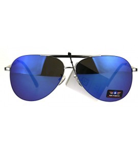 Aviator Air Force Aviator Sunglasses Unisex Aviators Mirrored Lens UV 400 - Silver (Blue Mirror) - CH188Z34G3L $19.30