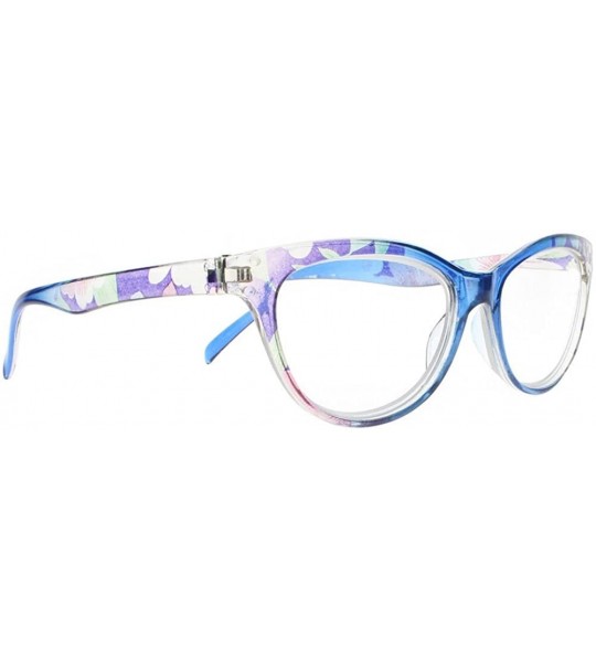 Oversized Women Multi-Color Cat Eye Flower Full Frame Reader Reading Glasses +1.00 ~ +4.00 - Blue - CJ18H50R3HX $17.83