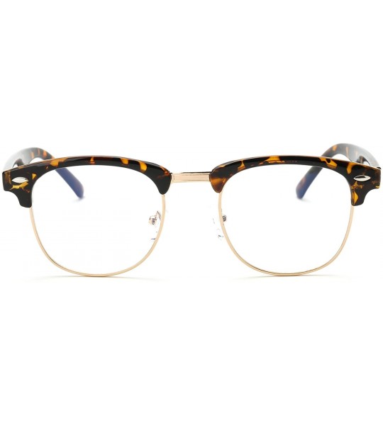 Round Blue Light Blocking Glasses Semi Rimless Frame Filter Blue Ray Computer Glasses - Tortoise - CH12O79V27U $28.77