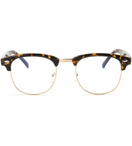 Round Blue Light Blocking Glasses Semi Rimless Frame Filter Blue Ray Computer Glasses - Tortoise - CH12O79V27U $28.77