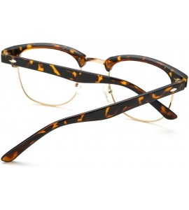 Round Blue Light Blocking Glasses Semi Rimless Frame Filter Blue Ray Computer Glasses - Tortoise - CH12O79V27U $28.77