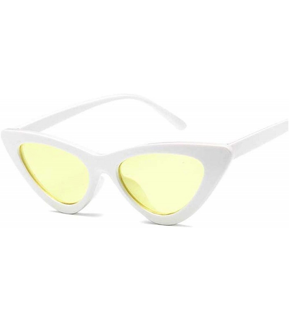 Aviator Cat Eye Women Sunglasses Fashion Luxury Brand Designer Lady Female Mirror Points Sun Glasses - White Yellow - CT198ZU...