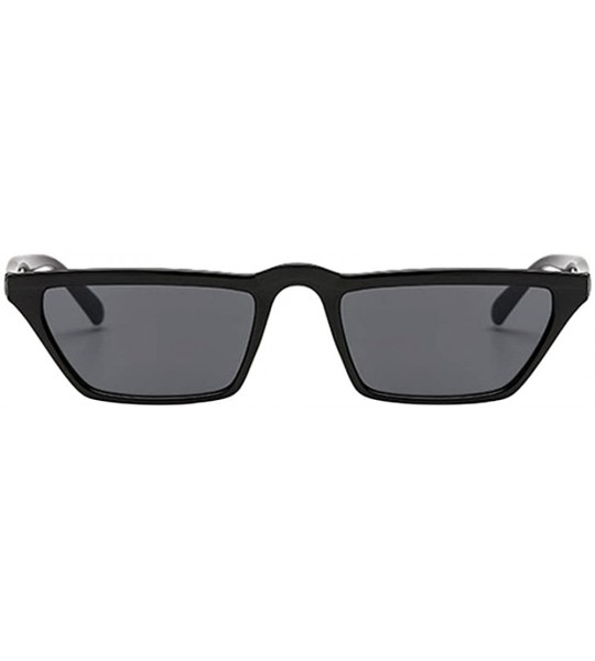 Square Womens Flat Top Half Lunette Retro Small Square Cat Eye Sunglasses - Black Frame & Gray Lens - CK18CX6UA9Q $19.52