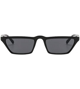 Square Womens Flat Top Half Lunette Retro Small Square Cat Eye Sunglasses - Black Frame & Gray Lens - CK18CX6UA9Q $19.52