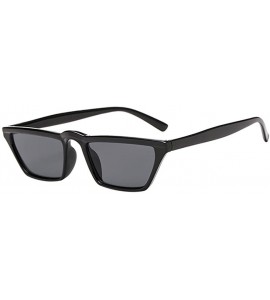 Square Womens Flat Top Half Lunette Retro Small Square Cat Eye Sunglasses - Black Frame & Gray Lens - CK18CX6UA9Q $19.52