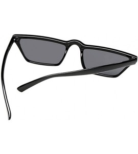 Square Womens Flat Top Half Lunette Retro Small Square Cat Eye Sunglasses - Black Frame & Gray Lens - CK18CX6UA9Q $19.52