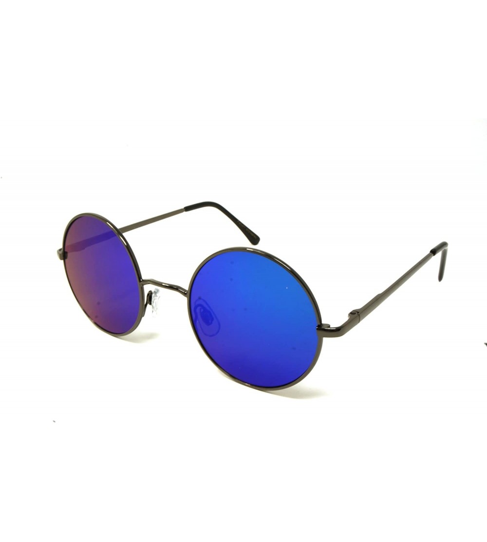 Sport Sunglasses Vintage Hippie Retro Metal Round Circle Flat Lens - C4185OOIQLR $28.44