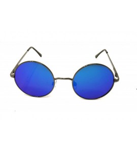 Sport Sunglasses Vintage Hippie Retro Metal Round Circle Flat Lens - C4185OOIQLR $28.44