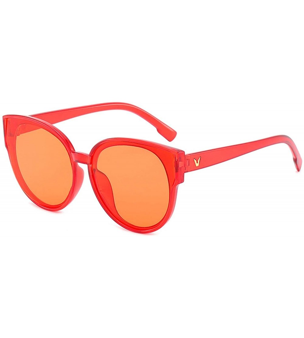 Oversized Classic Retro Designer Style Cat Ear Sunglasses for Unisex PC Resin UV 400 Protection Sunglasses - Red - CF18SZUGLS...