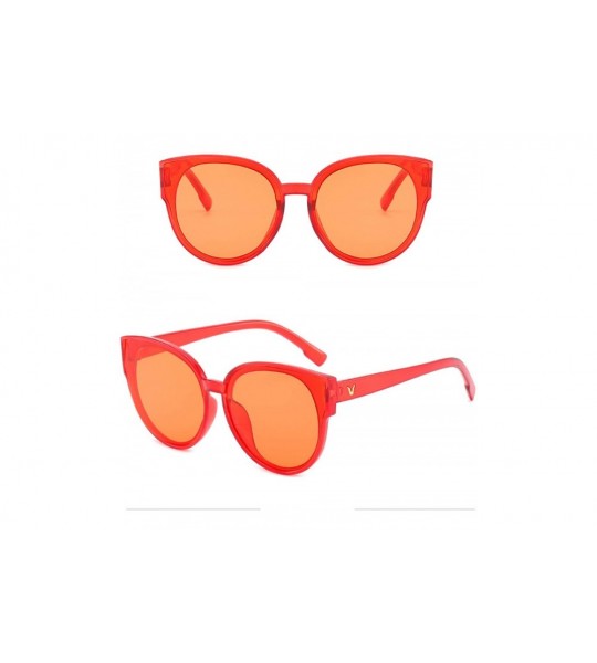 Oversized Classic Retro Designer Style Cat Ear Sunglasses for Unisex PC Resin UV 400 Protection Sunglasses - Red - CF18SZUGLS...