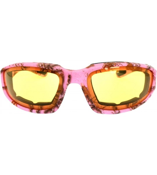 Goggle Motorcycle CAMO Padded Foam Sport Glasses Colored Lens One Pair - Camo_yellow_lens_pink_frame - CC182HLXC7A $18.82