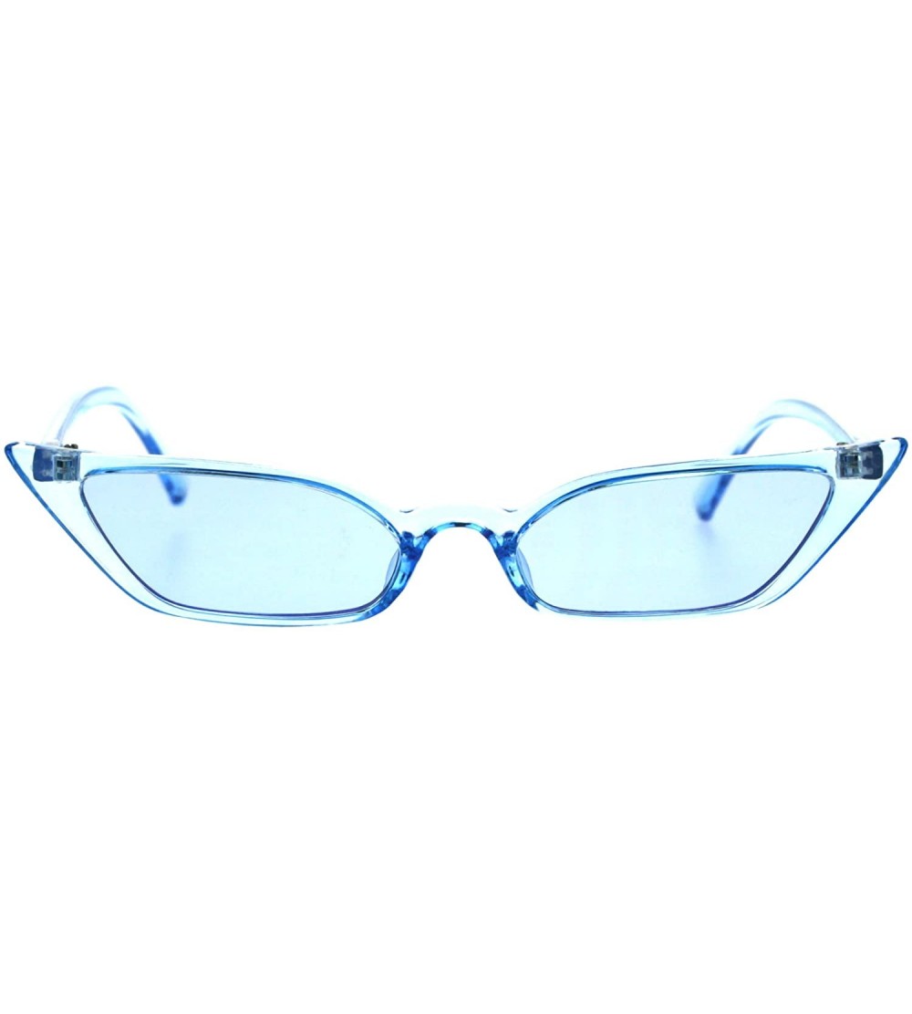 Square Womens Retro Vintage Style Narrow Cat Eye Goth Plastic Sunglasses - Blue - CC18EY0ZI4W $24.36